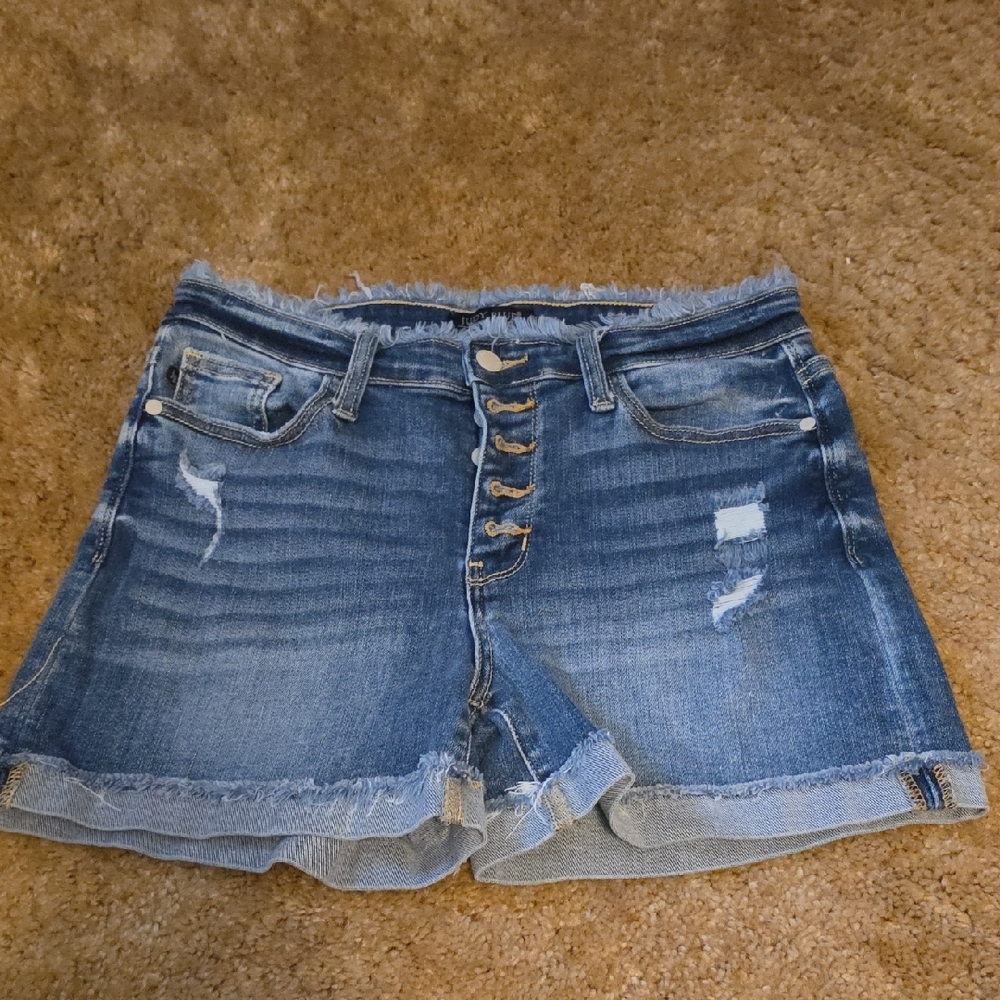 Judy Blue Distressed Jean Shorts - Blue
